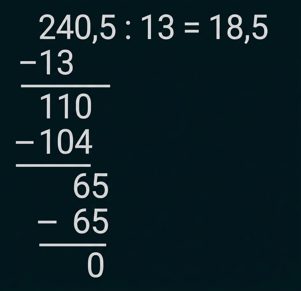 Mathematische schriftliche Division mit Rest null.
